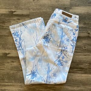 Vintage Blue Floral Bill Blass Jeans Perfect Fit 100% Cotton. Size 12